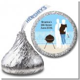 Silhouette Couple BBQ Boy - Hershey Kiss Baby Shower Sticker Labels