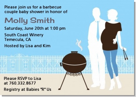 Silhouette Couple BBQ Boy - Baby Shower Invitations
