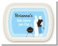 Silhouette Couple BBQ Boy - Personalized Baby Shower Rounded Corner Stickers thumbnail