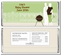 Silhouette Couple BBQ Neutral - Personalized Baby Shower Candy Bar Wrappers