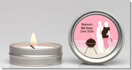 Silhouette Couple BBQ Girl - Baby Shower Candle Favors