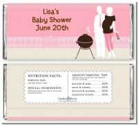 Silhouette Couple BBQ Girl - Personalized Baby Shower Candy Bar Wrappers