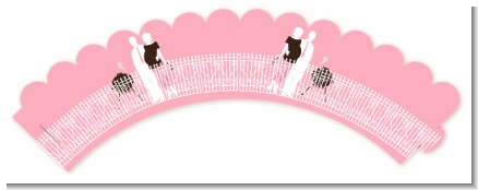 Silhouette Couple BBQ Girl - Baby Shower Cupcake Wrappers