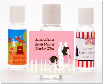 Silhouette Couple BBQ Girl - Personalized Baby Shower Hand Sanitizers Favors