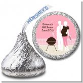 Silhouette Couple BBQ Girl - Hershey Kiss Baby Shower Sticker Labels