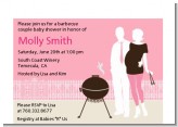 Silhouette Couple BBQ Girl - Baby Shower Petite Invitations