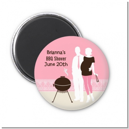 Silhouette Couple BBQ Girl - Personalized Baby Shower Magnet Favors