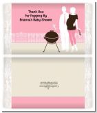 Silhouette Couple BBQ Girl - Personalized Popcorn Wrapper Baby Shower Favors