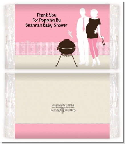 Silhouette Couple BBQ Girl - Personalized Popcorn Wrapper Baby Shower Favors