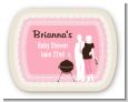 Silhouette Couple BBQ Girl - Personalized Baby Shower Rounded Corner Stickers thumbnail