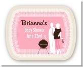 Silhouette Couple BBQ Girl - Personalized Baby Shower Rounded Corner Stickers