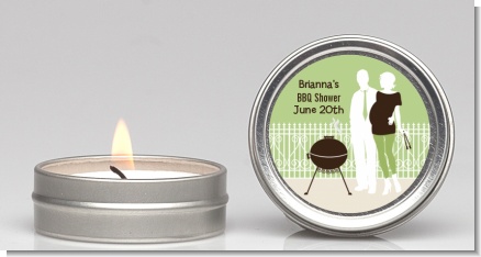 Silhouette Couple BBQ Neutral - Baby Shower Candle Favors