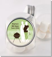 Silhouette Couple BBQ Neutral - Personalized Baby Shower Candy Jar