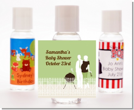 Silhouette Couple BBQ Neutral - Personalized Baby Shower Hand Sanitizers Favors