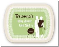 Silhouette Couple BBQ Neutral - Personalized Baby Shower Rounded Corner Stickers