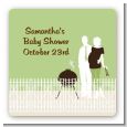 Silhouette Couple BBQ Neutral - Square Personalized Baby Shower Sticker Labels thumbnail