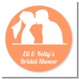 Silhouette Couple - Round Personalized Bridal Shower Sticker Labels thumbnail