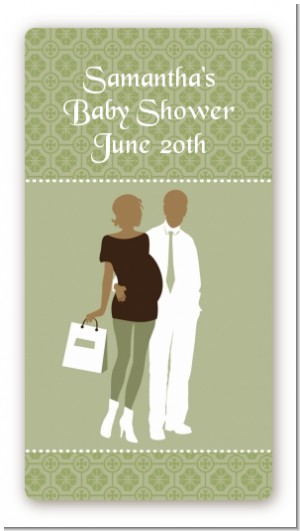 Silhouette Couple African American It's a Baby Neutral - Custom Rectangle Baby Shower Sticker/Labels