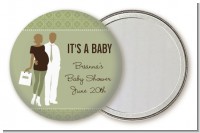 Silhouette Couple African American It's a Baby Neutral - Personalized Baby Shower Pocket Mirror Favors