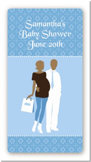 Silhouette Couple African American It's a Boy - Custom Rectangle Baby Shower Sticker/Labels