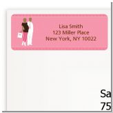 Silhouette Couple African American It's a Girl - Baby Shower Return Address Labels