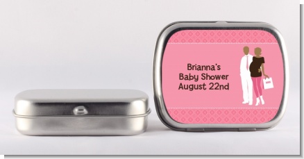 Silhouette Couple African American It's a Girl - Personalized Baby Shower Mint Tins