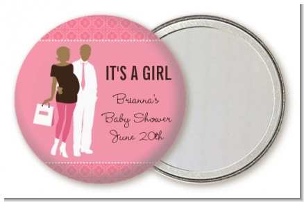 Silhouette Couple African American It's a Girl - Personalized Baby Shower Pocket Mirror Favors