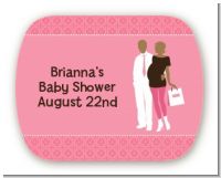 Silhouette Couple African American It's a Girl - Personalized Baby Shower Rounded Corner Stickers