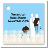 Silhouette Couple BBQ Boy - Personalized Baby Shower Card Stock Favor Tags