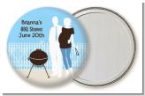 Silhouette Couple BBQ Boy - Personalized Baby Shower Pocket Mirror Favors