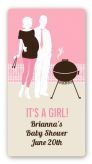 Silhouette Couple BBQ Girl - Custom Rectangle Baby Shower Sticker/Labels