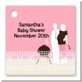 Silhouette Couple BBQ Girl - Personalized Baby Shower Card Stock Favor Tags