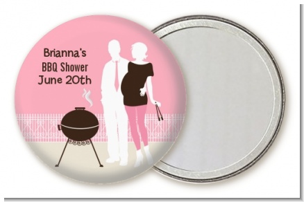 Silhouette Couple BBQ Girl - Personalized Baby Shower Pocket Mirror Favors