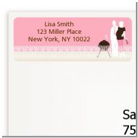 Silhouette Couple BBQ Girl - Baby Shower Return Address Labels