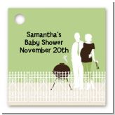 Silhouette Couple BBQ Neutral - Personalized Baby Shower Card Stock Favor Tags