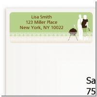 Silhouette Couple BBQ Neutral - Baby Shower Return Address Labels