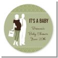 Silhouette Couple | It's a Baby Neutral - Round Personalized Baby Shower Sticker Labels thumbnail