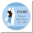 Silhouette Couple | It's a Boy - Round Personalized Baby Shower Sticker Labels thumbnail