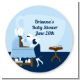 Sip and See It's a Boy - Round Personalized Baby Shower Sticker Labels thumbnail