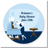 Sip and See It's a Boy - Round Personalized Baby Shower Sticker Labels