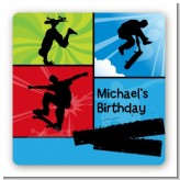 Skateboard - Square Personalized Birthday Party Sticker Labels