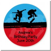 Skateboard - Round Personalized Birthday Party Sticker Labels