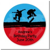 Skateboard - Round Personalized Birthday Party Sticker Labels