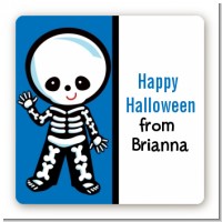 Skeleton - Square Personalized Halloween Sticker Labels