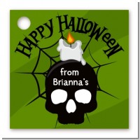 Skull and candle - Personalized Halloween Card Stock Favor Tags
