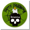 Skull and candle - Round Personalized Halloween Sticker Labels thumbnail