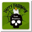 Skull and candle - Square Personalized Halloween Sticker Labels thumbnail