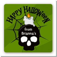 Skull and candle - Square Personalized Halloween Sticker Labels