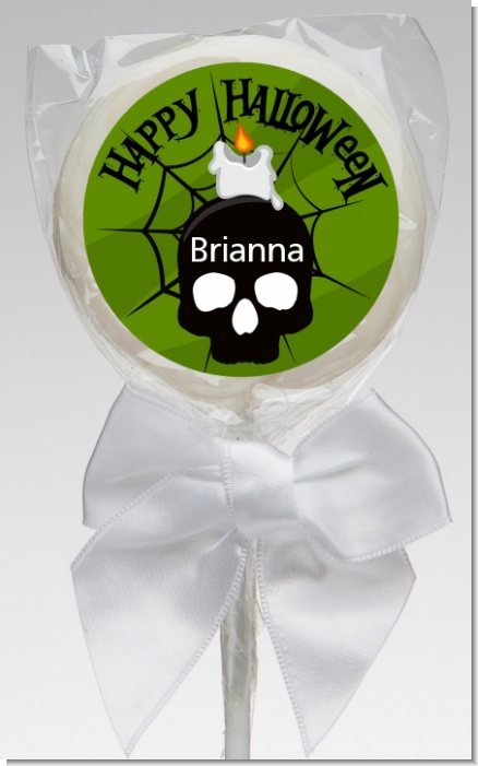 Skull and candle - Personalized Halloween Lollipop Favors