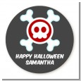 Skull - Round Personalized Halloween Sticker Labels thumbnail